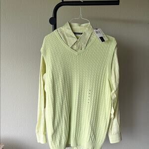 NWT Northern Isles Men's Light Green Cable Knit Sweater Vest and L/S Shirt - XL